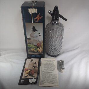Merkuria Syphon Soda Seltzer Bottle Silver Wire Mesh Czech Kovocas Vintage MCM
